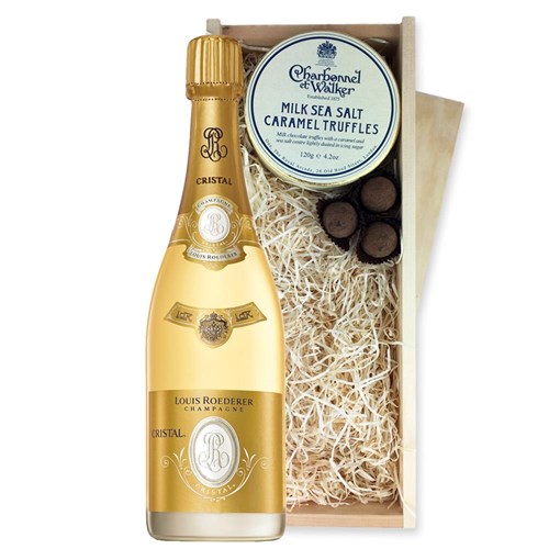 Louis Roederer Cristal Cuvee Prestige 2015 Brut 75cl And Milk Sea Salt Charbonnel Chocolates Box